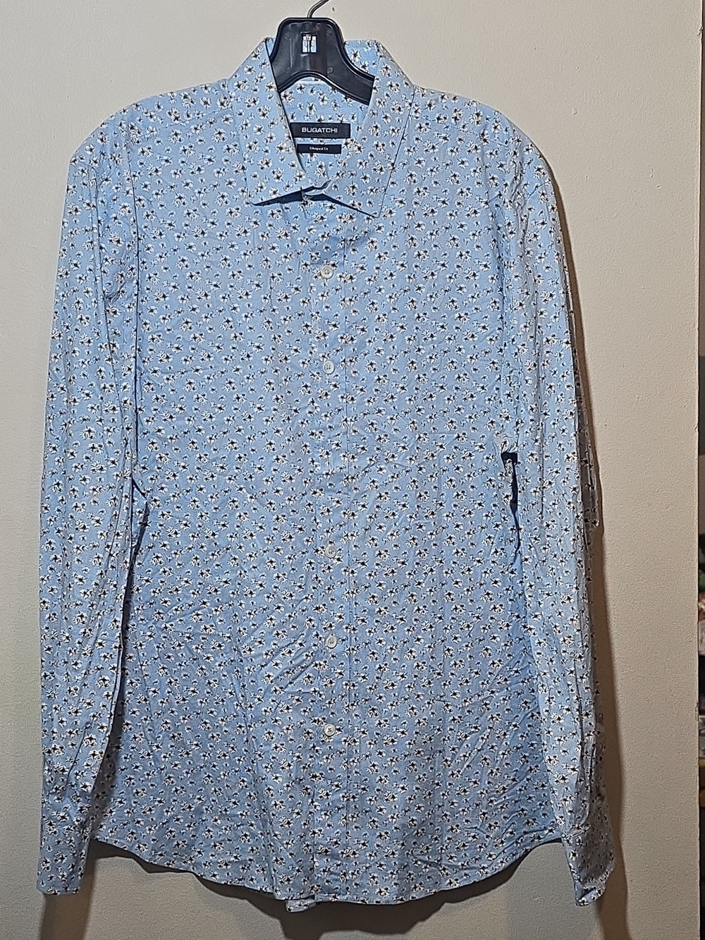 Bugatchi Light Blue Micro-Print Men's Button-Up Shirt
